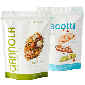 Combo 250g Granola Truly Healthy MATCHA + 250g Biscotti 3 Vị Ăn Kiêng Không Đường Hebekery